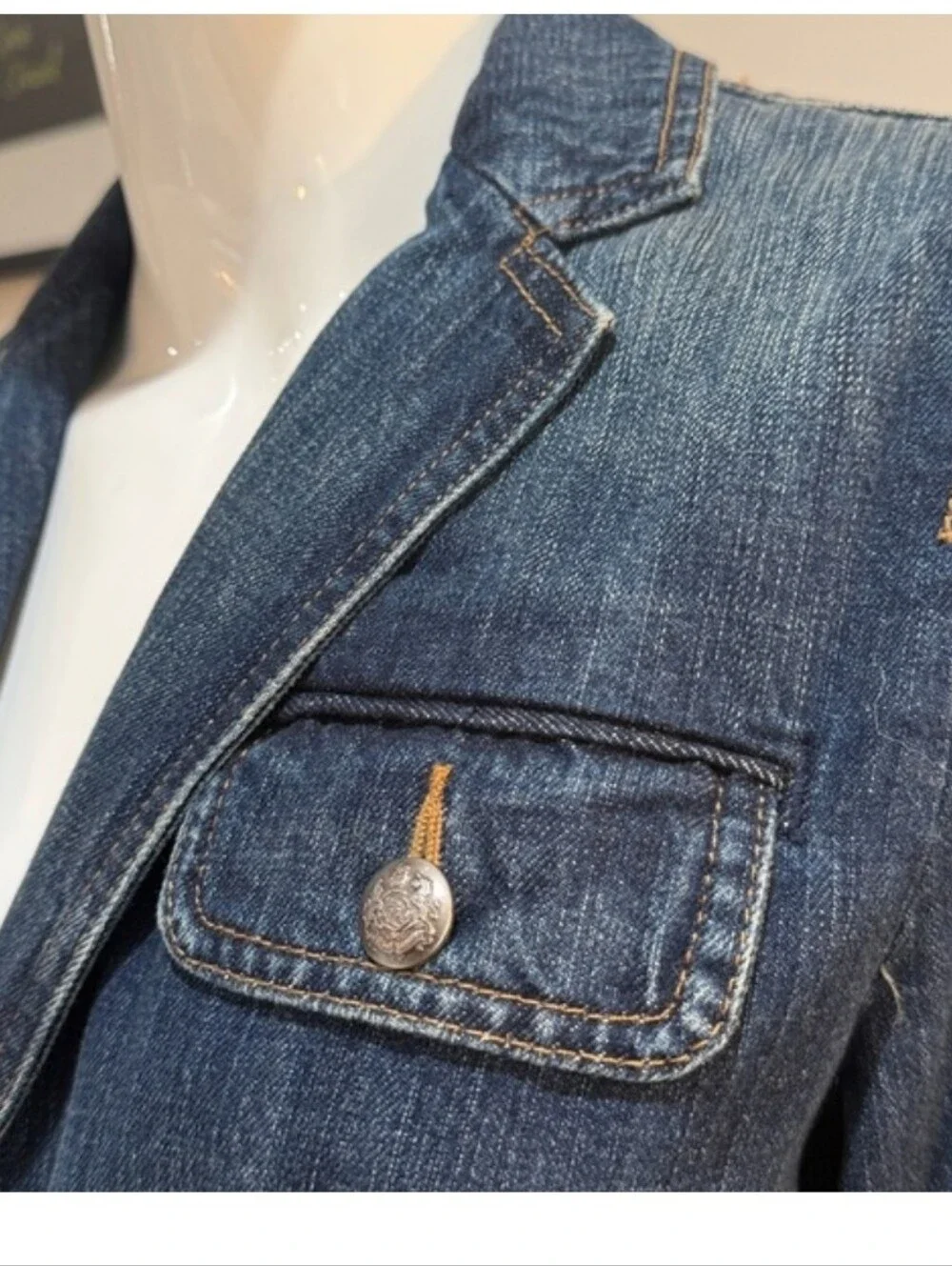 Ralph Lauren LRL Indigo Denim Belted Blazer Jacket Heritage Classic Americana - Picture 3 of 11